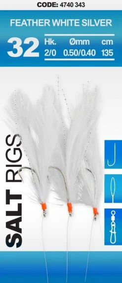 Spro 32 Salt Feather White Silver Rig 3 Haaks